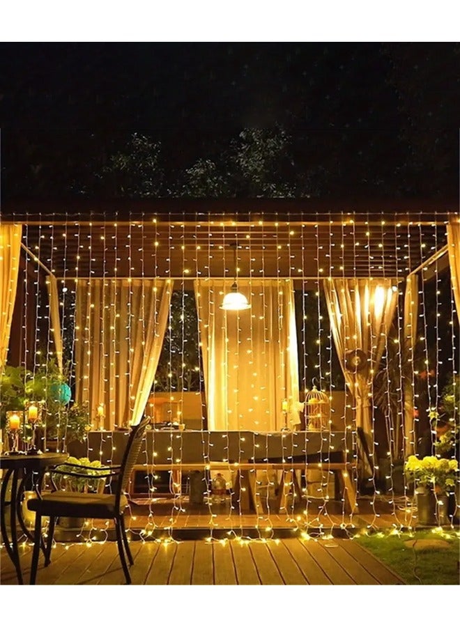 تايمي أضواء خرافية على شكل ستارة بيضاء دافئة، 3 أمتار × 3 أمتار، 300 مصباح ليد، 8 أوضاع إضاءة خرافية للنافذة تعمل بالتيار الكهربائي لأعياد الميلاد وحفلات الزفاف والحفلات والحدائق والشرفات وغرف النوم وديكورات الكريسماس - Image 2