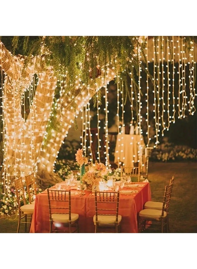 تايمي أضواء خرافية على شكل ستارة بيضاء دافئة، 3 أمتار × 3 أمتار، 300 مصباح ليد، 8 أوضاع إضاءة خرافية للنافذة تعمل بالتيار الكهربائي لأعياد الميلاد وحفلات الزفاف والحفلات والحدائق والشرفات وغرف النوم وديكورات الكريسماس - Image 4