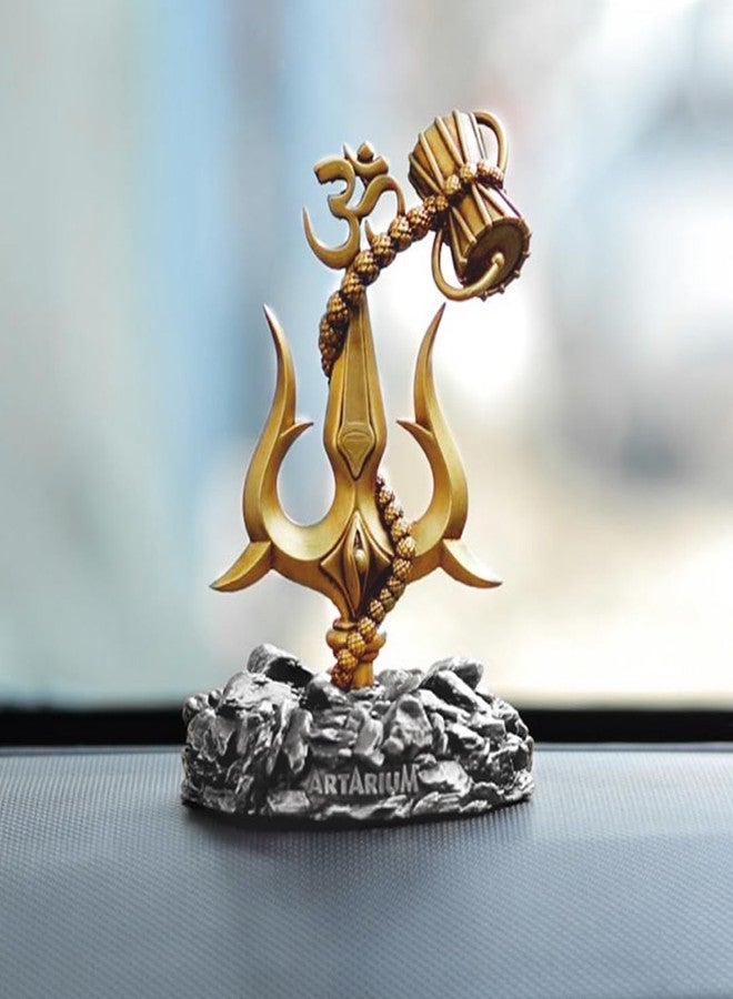 Artarium Trishul with Damru Traditional Trishul Damru Shiva Trishul Decorative Showpiece for Car Dashboard Home Decor Pooja Room Black Base 3.9 Inch - Image 2