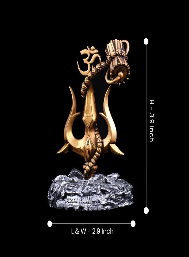 Artarium Trishul with Damru Traditional Trishul Damru Shiva Trishul Decorative Showpiece for Car Dashboard Home Decor Pooja Room Black Base 3.9 Inch - Image 4