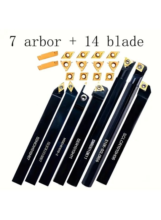 21 Pcs Lathe Machining Tools Set With Thread Clamps And Carbide Blades For Steel - Image 1