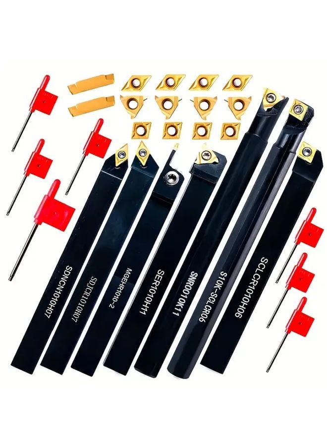 21 Pcs Lathe Machining Tools Set With Thread Clamps And Carbide Blades For Steel - Image 2