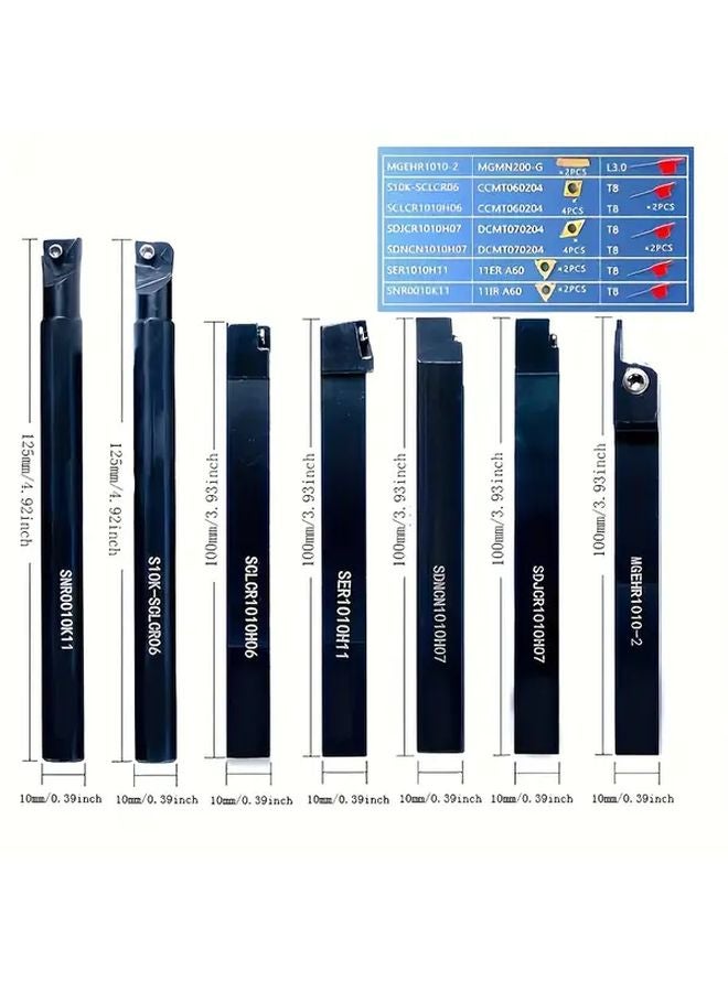21 Pcs Lathe Machining Tools Set With Thread Clamps And Carbide Blades For Steel - Image 3