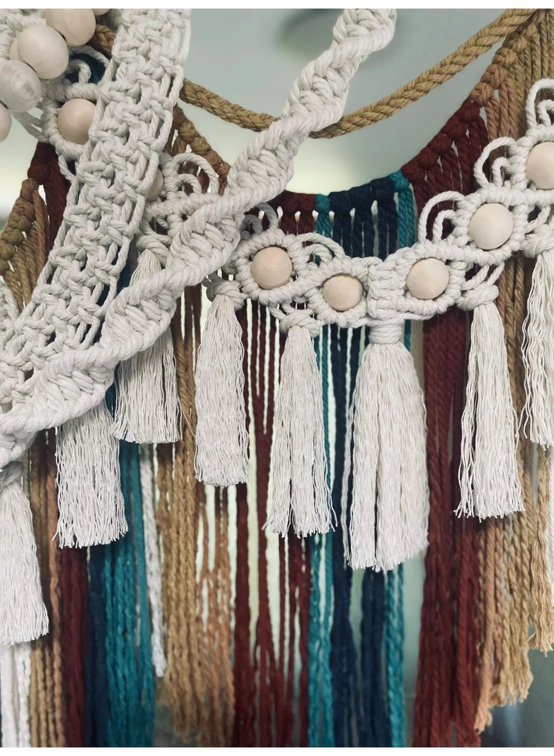 انتيكيانو تعليقة مكرمية جدارية كبيرة، ديكور مكرمي كبير جدًا، نسيج جداري واسع، ديكور بوهيمي، ديكور منزلي بطابع ريفي - Image 2