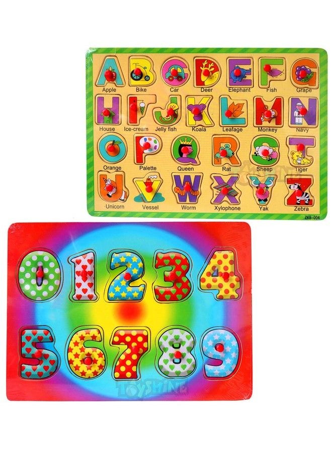 Toyshine - Wooden Abc Abd 123 Letters And Numbers Puzzle Toy Educational And Learning Toy Set 5 - Image 1