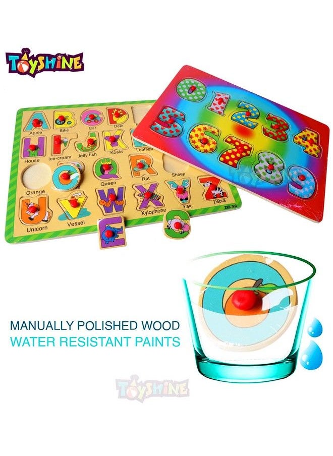 Toyshine - Wooden Abc Abd 123 Letters And Numbers Puzzle Toy Educational And Learning Toy Set 5 - Image 1