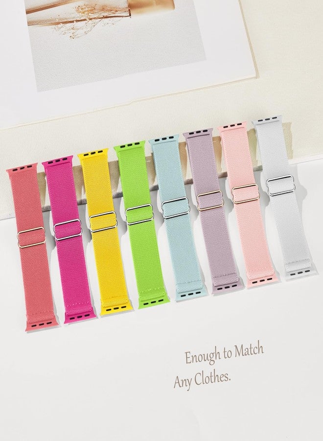Knossen 8 Pack Stretchy Solo Loop Band Compatible with Apple Watch Bands for Women Men 40mm 38mm 41mm 42mm 44mm 45mm 46mm 49mm, Nylon Braided Elastic Strap for iWatch Series 10 9 8 7 6 SE 5 4 3 Ultra Ultra 2 - Image 5
