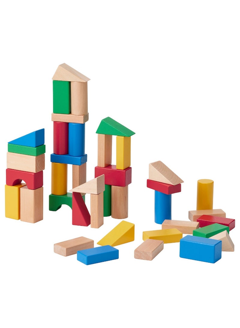 Vibrant 40-Piece Wooden Building Block Set Unleash Creativity and Fun