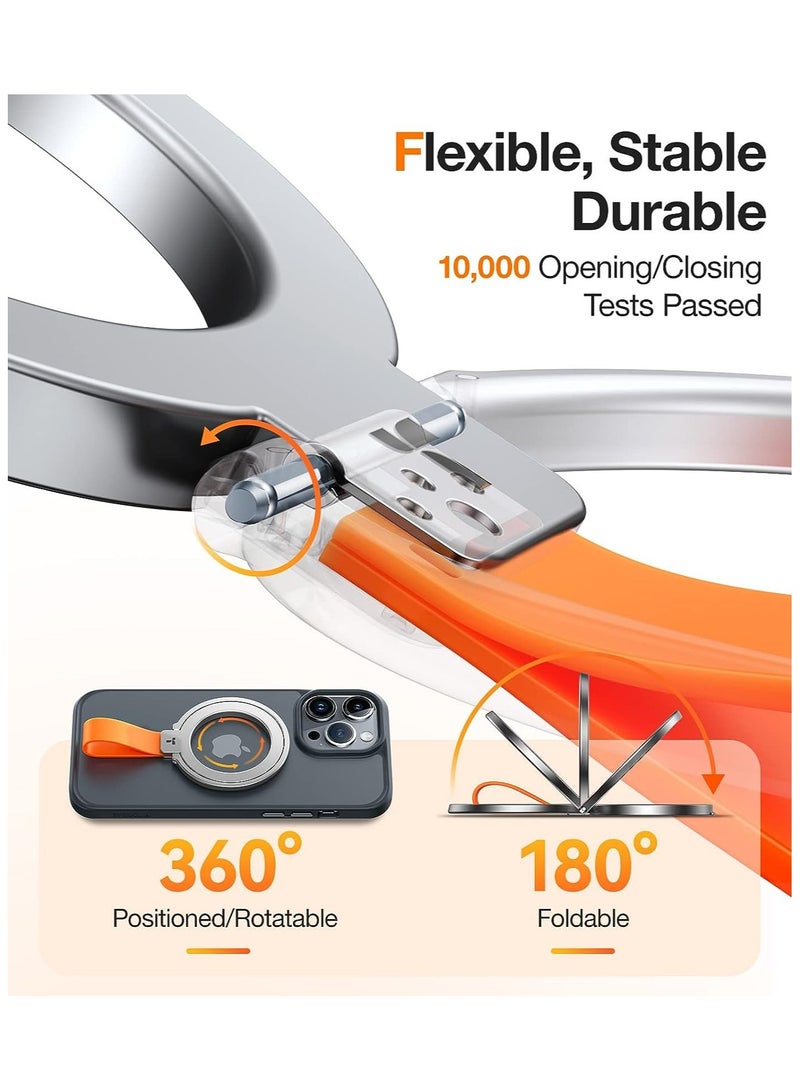 حامل هاتف مغناطيسي قابل للتعديل 2024، متوافق مع حلقات PopSockets MagSafe القابلة للإزالة، لجهاز iPhone 15، 14، 13، 12 11 Pro/Max/Plus/Mini، Samsung Galaxy، Google (فضي)، حلقة Ostand - Image 5