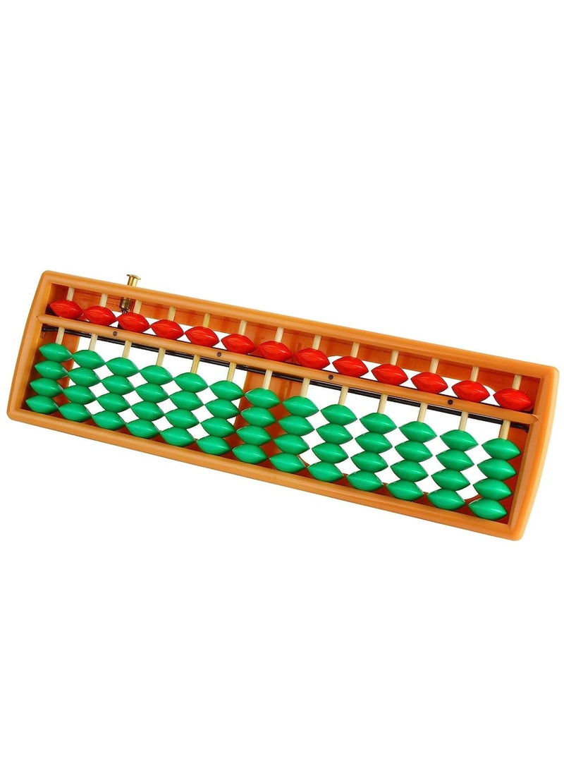 Abacus Bead Arithmetic Counting Abacus with Reset Button School Supplies for Children Vintage Wooden Abacus Soroban Chinese Calculator Counting Tool (13 Column)  - Image 1