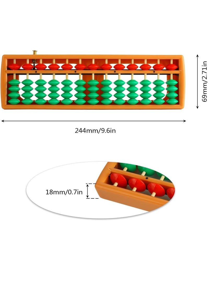 Abacus Bead Arithmetic Counting Abacus with Reset Button School Supplies for Children Vintage Wooden Abacus Soroban Chinese Calculator Counting Tool (13 Column)  - Image 4