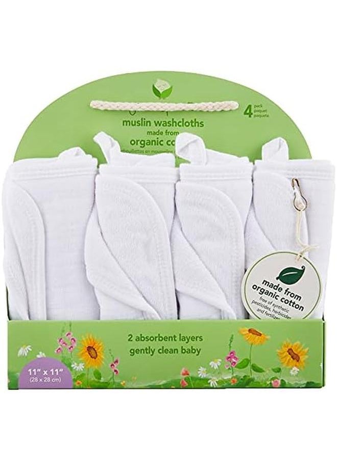 Muslin Washcloths Made From Organic Cotton 4Pk White Set 11" X 11" - pzsku/ZBF8168733D913C417410Z/45/_/1720582980/b88e8ea4-5bb4-405b-8165-0957bb7a86be