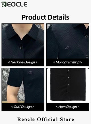 Men's T-shirt Short Sleeve Button Down Shirts Regular-Fit Cotton Lapel Shirts Casual T-shirt - view 5