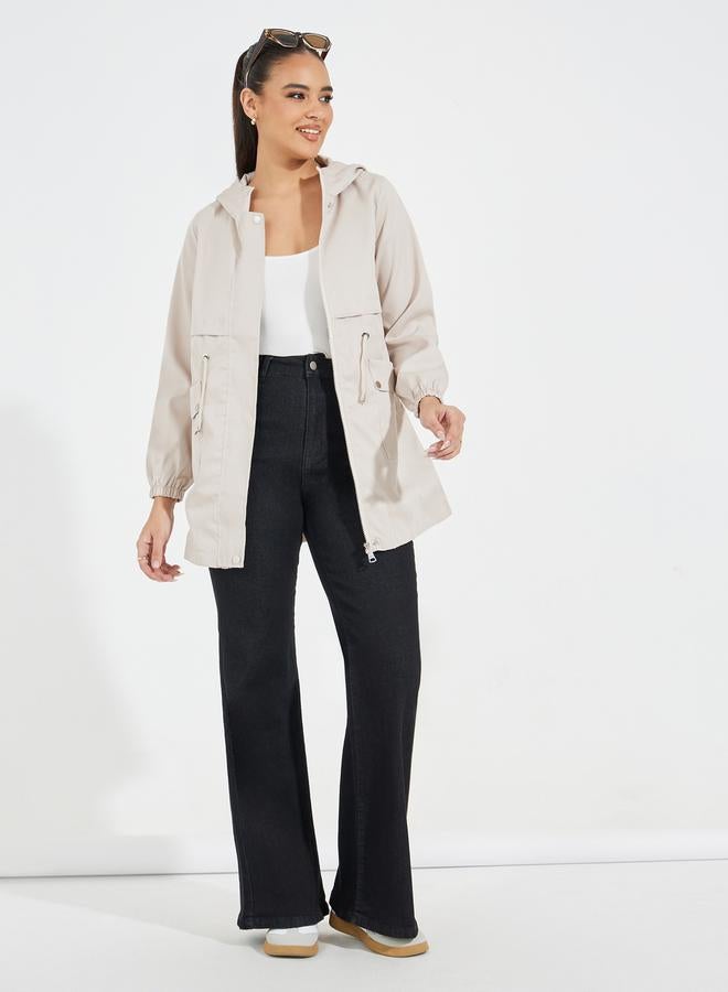 ستايلي جاكيت بقصة عادية وجيوب مع أربطة - Image 2