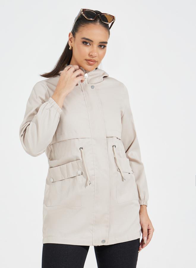 ستايلي جاكيت بقصة عادية وجيوب مع أربطة - Image 3