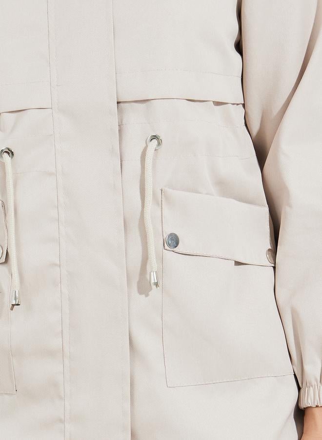 ستايلي جاكيت بقصة عادية وجيوب مع أربطة - Image 4