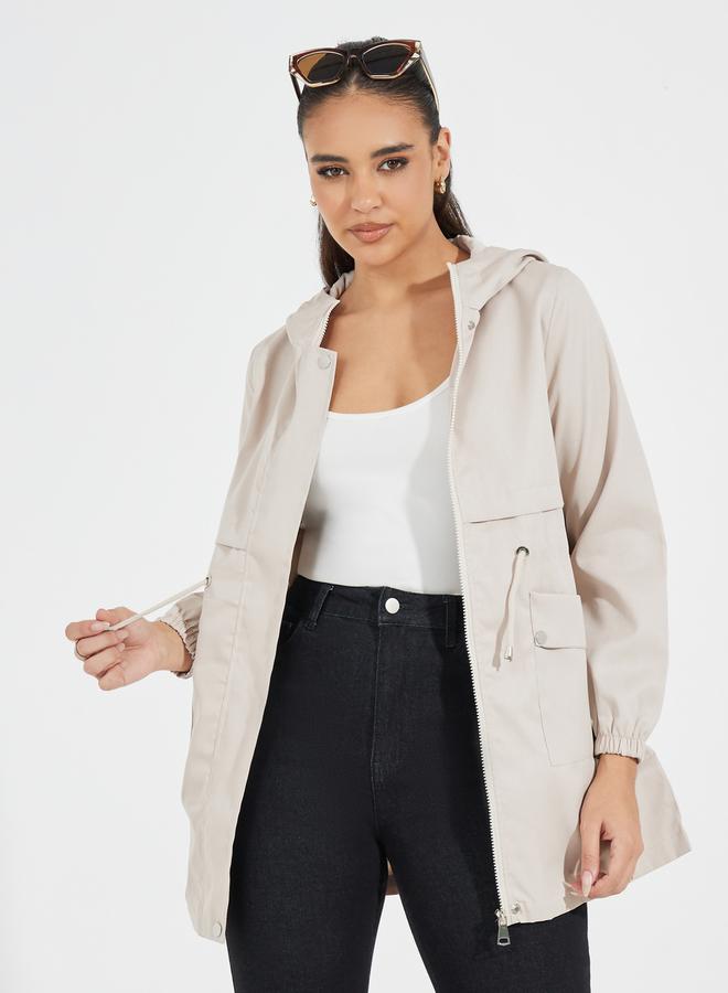 ستايلي جاكيت بقصة عادية وجيوب مع أربطة - Image 1