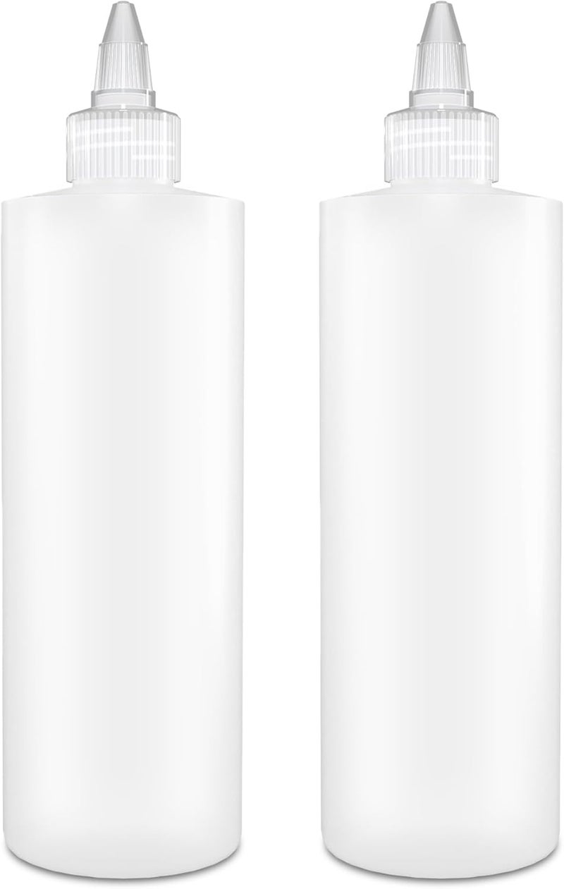 BRIGHTFROM Condiment Squeeze Bottles 12 OZ Empty Squirt Bottles Clear Twist Top Cap Leak Proof  Great for Ketchup Mustard Syrup Sauces Dressing Oil Arts  Crafts BPA FREE Plastic  2 PACK - Image 1