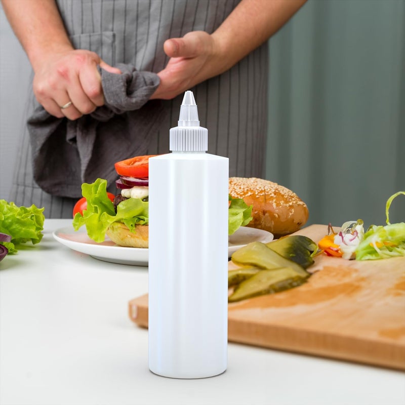 BRIGHTFROM Condiment Squeeze Bottles 12 OZ Empty Squirt Bottles Clear Twist Top Cap Leak Proof  Great for Ketchup Mustard Syrup Sauces Dressing Oil Arts  Crafts BPA FREE Plastic  2 PACK - Image 3