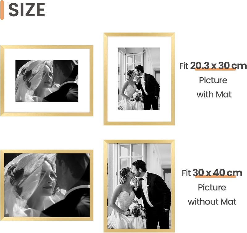 أبس سيمبلز مجموعة من 3 إطارات صور ذهبية بمقاس 30 × 40 سم من علامة upsimples - Image 2