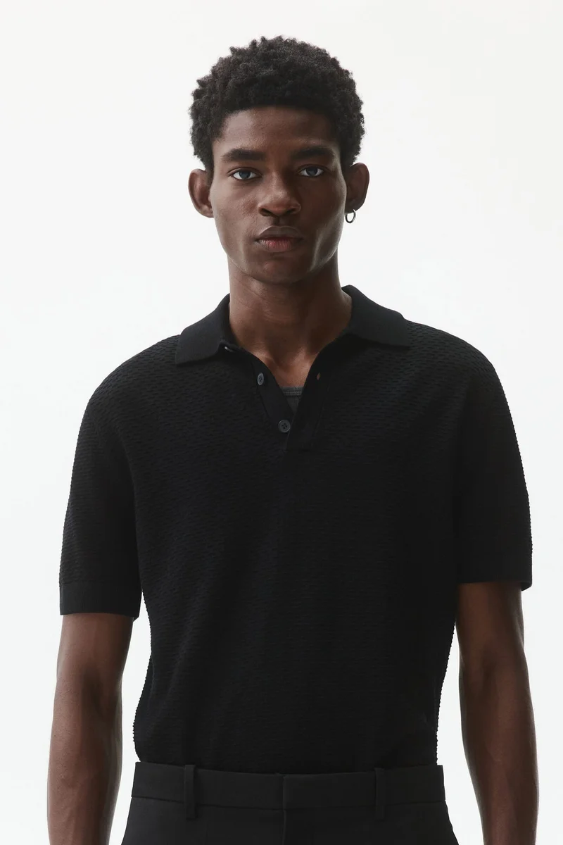H&M Slim Fit Textured polo shirt