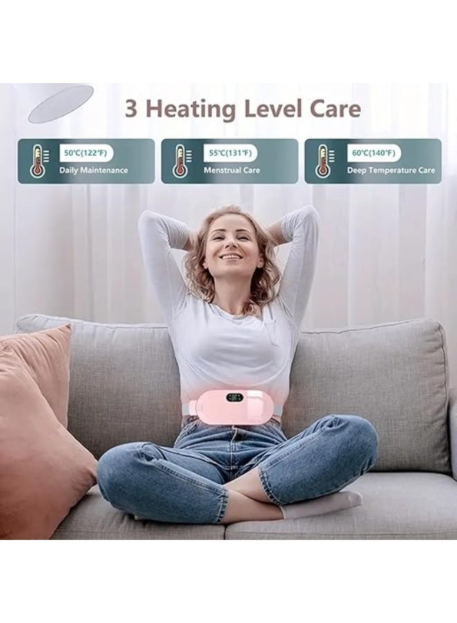Period Cramp Relief Massager – Portable Cordless Menstrual Pain Massager with 3 Heat Modes & 4 Massage Modes, Front LED Display, Back & Belly Heating Pad - Image 3