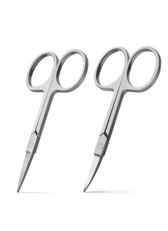 BEZOX BEZOX Premium Nail Scissors 2PCS, Professional Curved and Stright Manicure Scissors - Multi-purpose Stainless Steel Beauty Grooming Scissor for Nail, Facial Hair, Eyebrow, Eyelash, Dry Skin  - Image 1