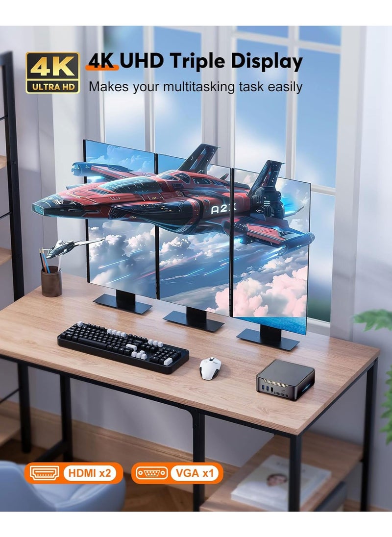 Aecpc - Aecpc GK3 Plus Mini PC Intel 12th Gen N100 (up to 3.4GHz) Mini PC Windows 11 Pro,2.5-inch SSD,Gigabit Ethernet/ 4K UHD/WiFi/BT/VESA/Home/Business Mini Desktop Computer - Image 1