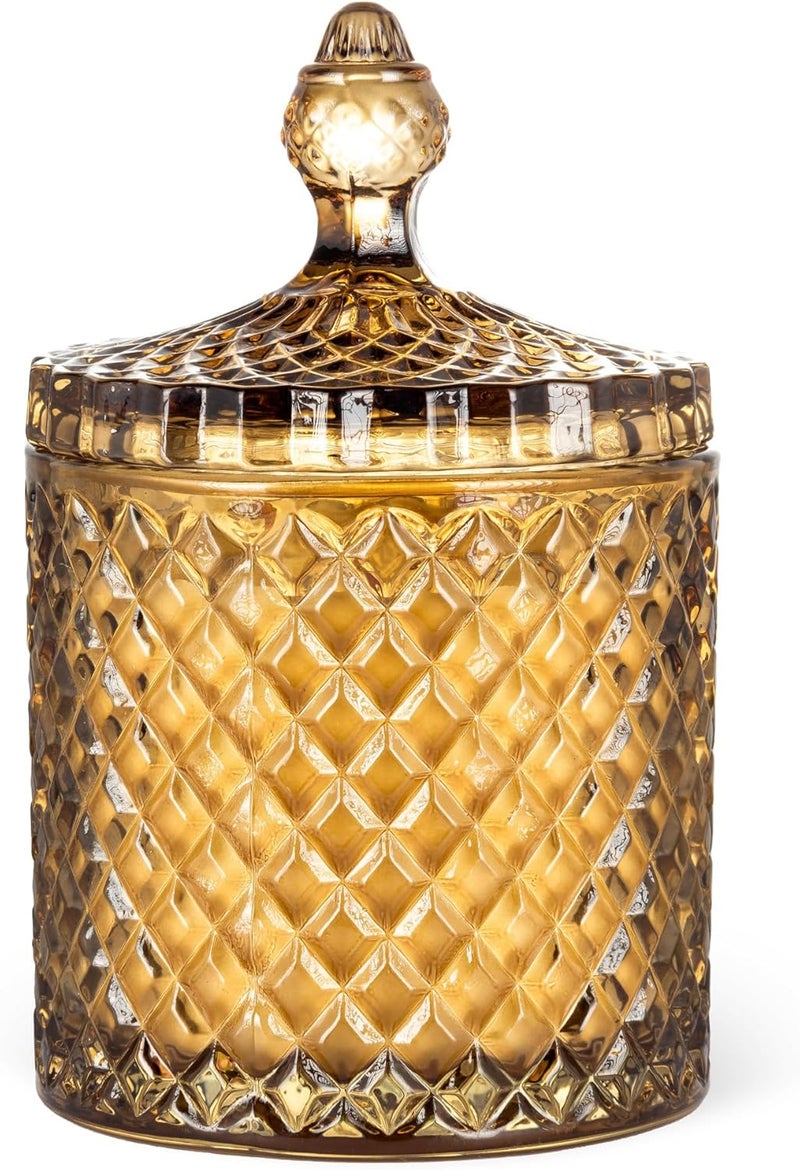 Hidden Label شمعة معطرة بخفية الملصق كبيرة بفتيل خشبي بعطر الياسمين والماغنوليا، شمعة شمع الصويا لتعطير المنزل، وقت احتراق طويل وشمعة بجرة زجاجية كبيرة، هدية شمعة فاخرة للنساء والرجال، 14.8 أونصة. - Image 1