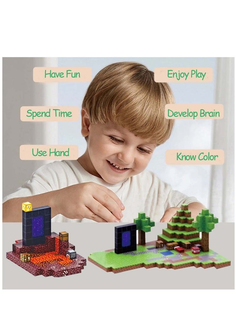 Furtey Game Magnetic 224pieces Building Blocks with Random Game Character Models,  Children's Educational Game Accessories,  Miniature World Building Toys Cube Construction,  Puzzle Building Block Family Par - Image 3