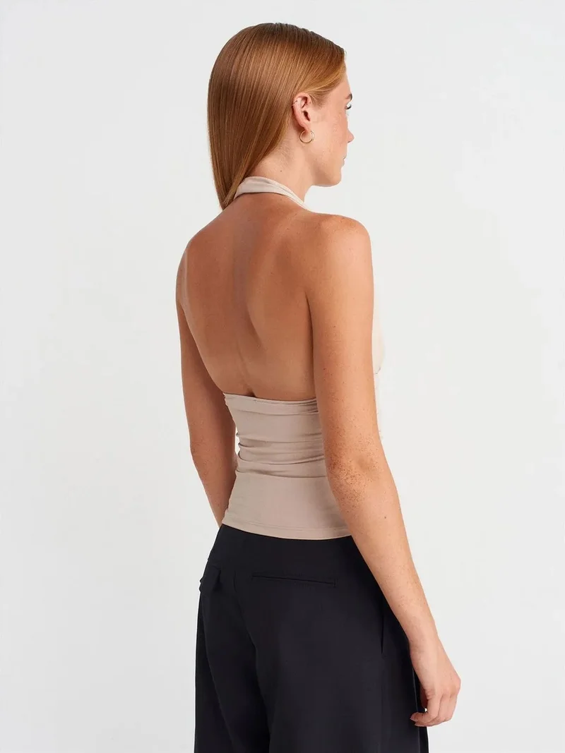Dilvin DILVIN Slim-fit Halterneck Blouse