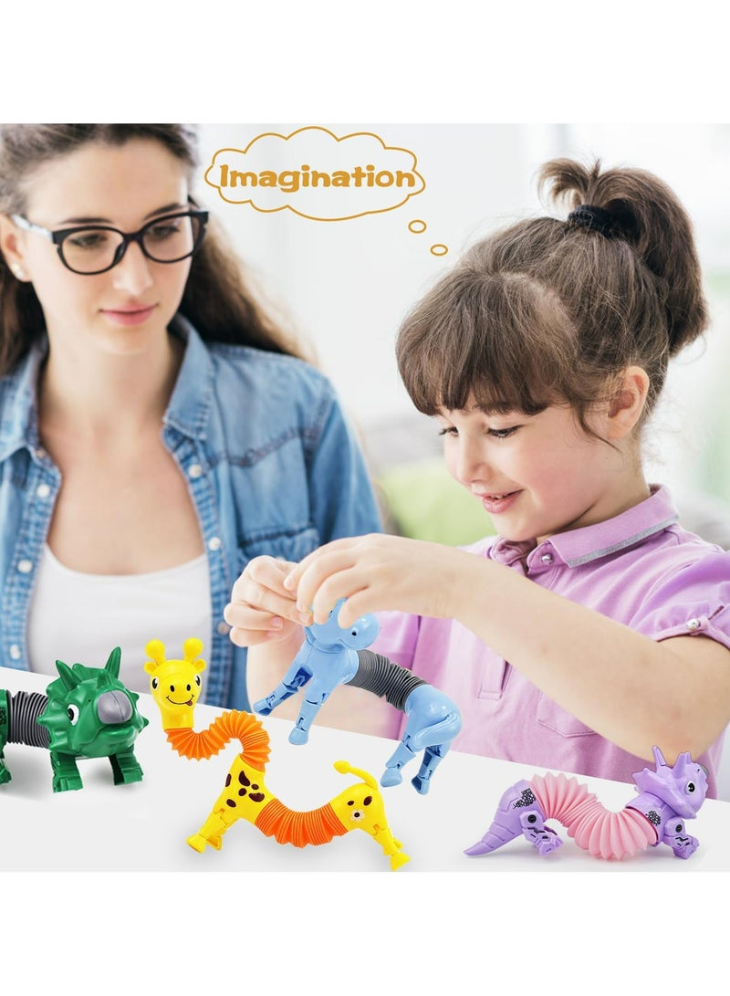 8 قطع أنابيب فيدجيت على شكل حيوانات، ألعاب تململ على شكل زرافة يونيكورن للأطفال والبالغين ألعاب حسية لتخفيف التوتر والقلق ألعاب تخفيف التوتر للأطفال المصابين بالتوحد مثالية لمرضى التوحد واضطراب نقص الانتباه - Image 4