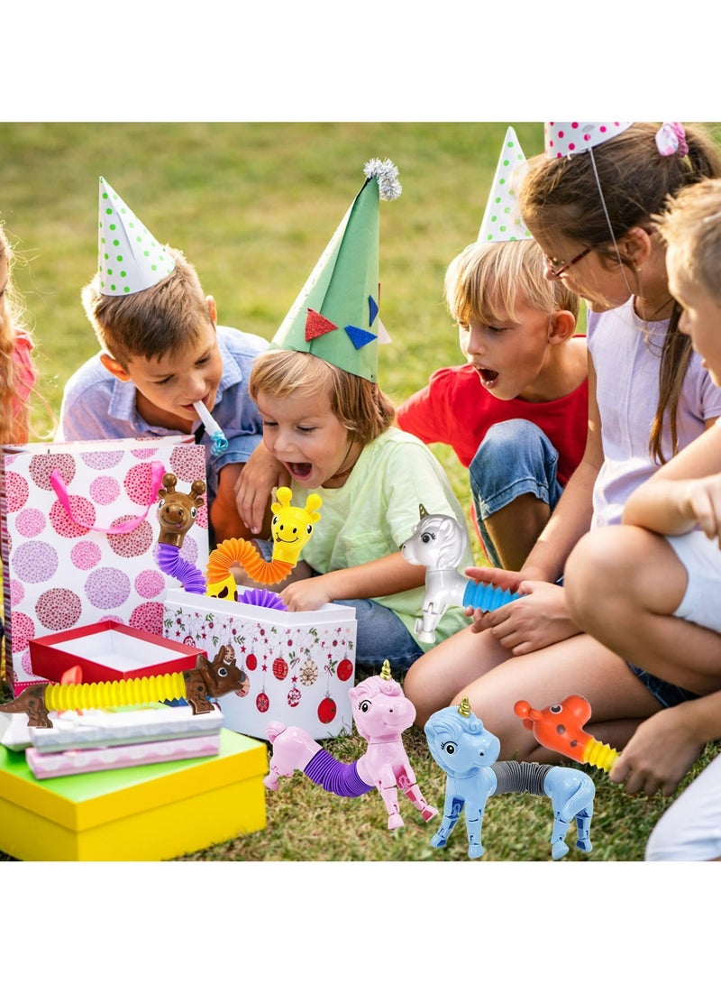 8 قطع أنابيب فيدجيت على شكل حيوانات، ألعاب تململ على شكل زرافة يونيكورن للأطفال والبالغين ألعاب حسية لتخفيف التوتر والقلق ألعاب تخفيف التوتر للأطفال المصابين بالتوحد مثالية لمرضى التوحد واضطراب نقص الانتباه - Image 5