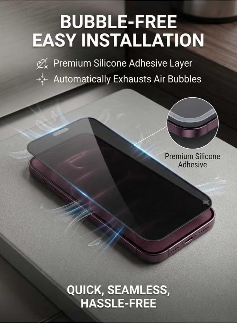 ELTRAZONE Privacy Screen Protector for iPhone 18 Pro Max, Anti-Spy 9H Tempered Glass, Full Coverage Screen Guard, Privacy Filter, Scratch Resistant Protective Glass for Mobile Phone - Image 2