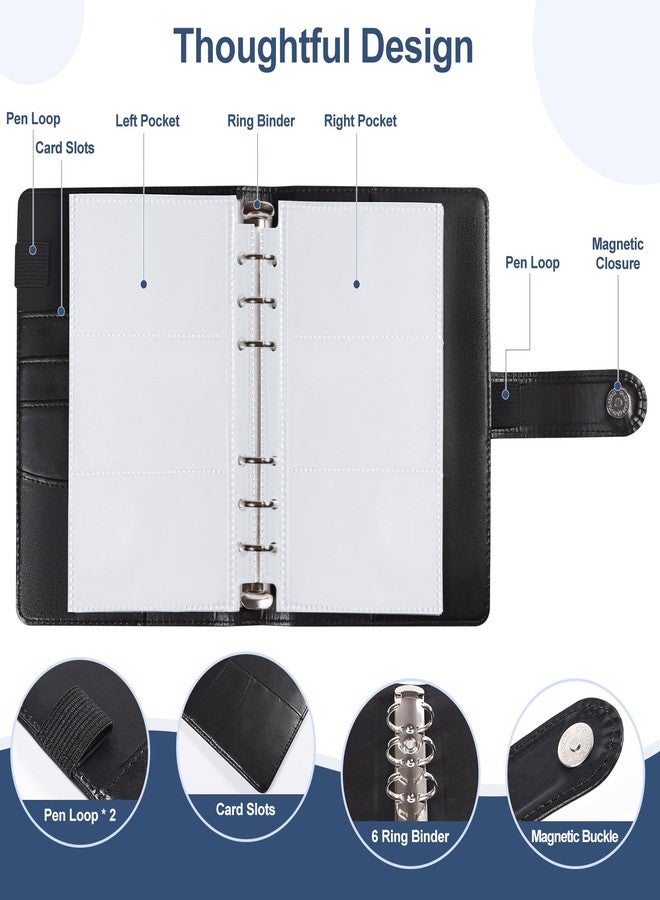 BYSTER Business Card Organizer, 40 Pack 240 Pockets Inner Refill Page Sleeves Business Card Holder Organizer, Professional PU Leather Business Card Book, Black - Image 3