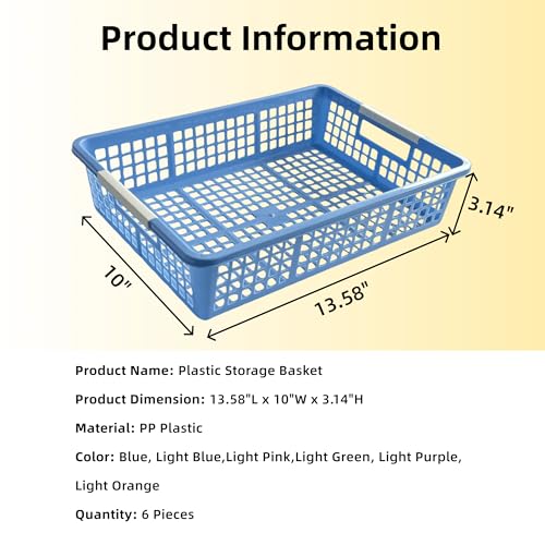 RAUVOLFIA 6 Pack Plastic Turn in Paper Trays for Classroom, Colorful Storage Bin Basket Organizers for School Supplies, Classroom Organization and Storage Tray Holds 4A Paper (Mixed Color) - Image 2