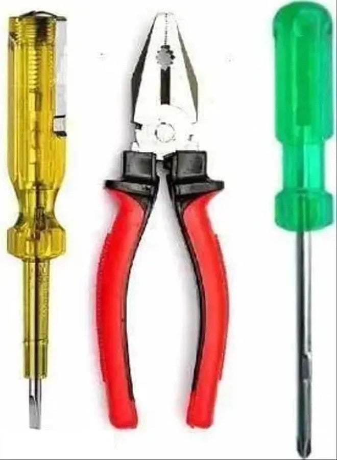 DECODESI Combo Hand Tool | Plier 8-inch | Line Tester | 2 in1 Screwdriver | (Pack of 3 Tools) - Image 1