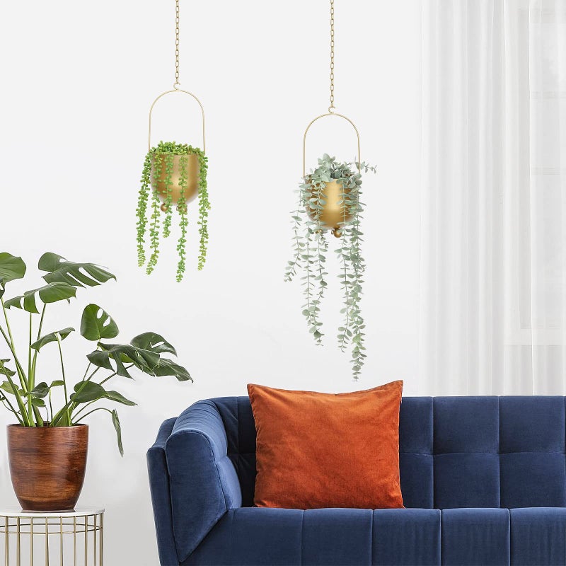 AceList Boho Gold Metal Hanging Planters, Set of 2 with Hooks & Chains - Versatile Wall & Ceiling Plant Hangers for Indoor/Outdoor DÃ©cor - Image 5