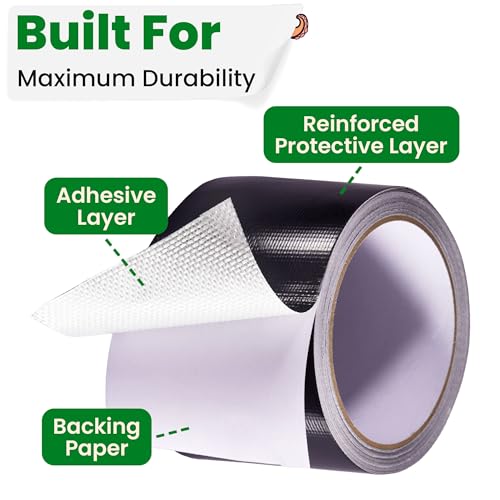 ECOHomes Awning Covers & Tarp Repair Tape - Waterproof Self Adhesive Patch Repair Kit | Patch Tapes for Awnings, Outdoor Canopies, Patio Window Awnings, Gazebos, Tents, RV, Canvas, Boat Covers (Black, 3 Inch) - Image 3