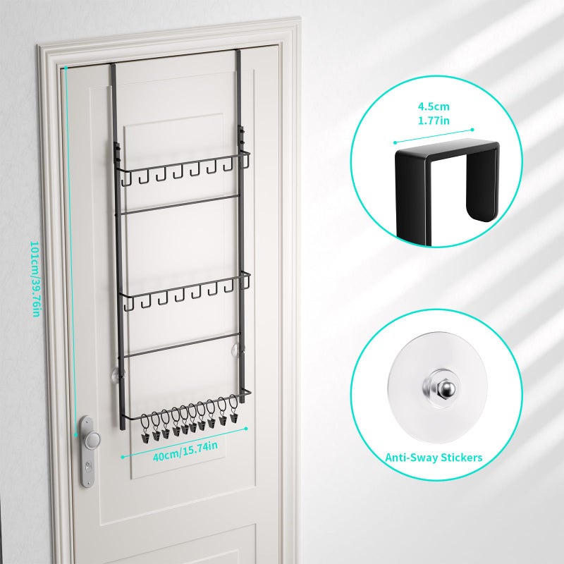 HapiRm Over Door Hat Rack - 3 Tier Wall Mounted Hat Organizer with 16 Hooks and 10 Movable Clips, Baseball Cap Organizer Storage Holds up to 26 Caps for Door, Bedroom, Closet USPTO Patent Pending - Image 5