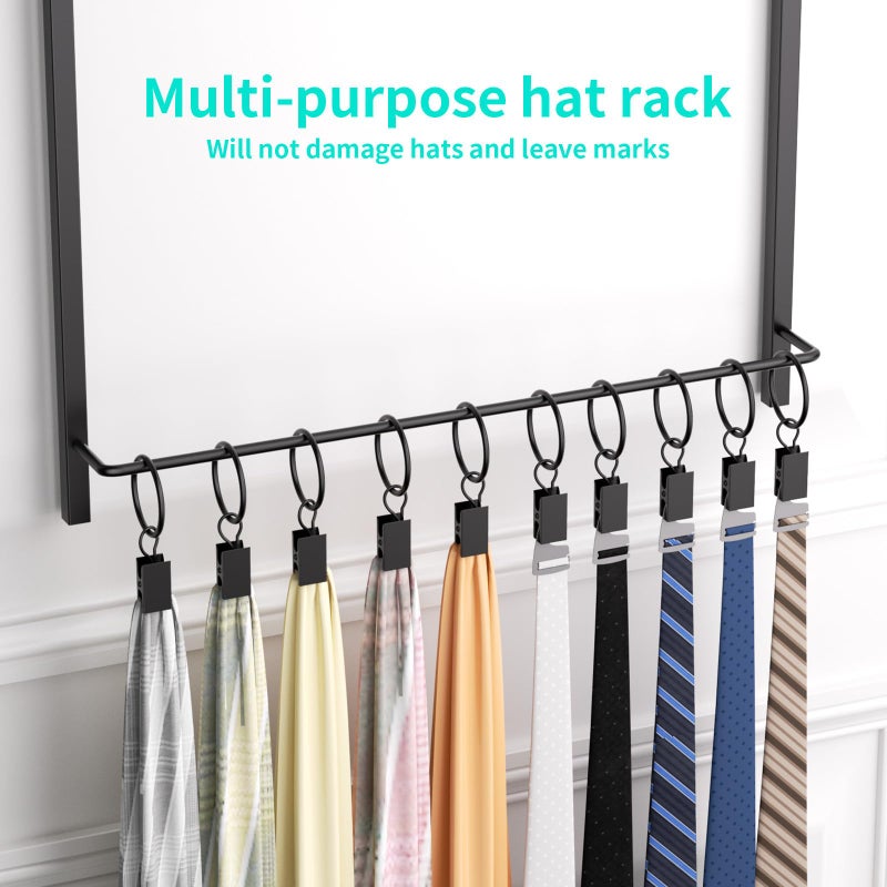 HapiRm Over Door Hat Rack - 3 Tier Wall Mounted Hat Organizer with 16 Hooks and 10 Movable Clips, Baseball Cap Organizer Storage Holds up to 26 Caps for Door, Bedroom, Closet USPTO Patent Pending - Image 3