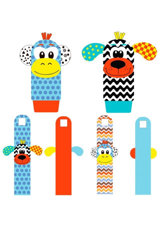 2023gbee Animal Rattle Socks Set Lion Elephant Baby Plush Wrist Rattle Baby Teaching Toys-Color:Zebra + Giraffe Watch With Oppo Packing  - Image 1