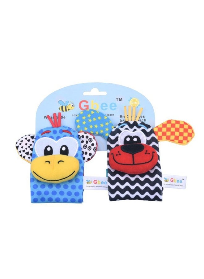 2023gbee Animal Rattle Socks Set Lion Elephant Baby Plush Wrist Rattle Baby Teaching Toys-Color:Zebra + Giraffe Watch With Oppo Packing  - Image 4