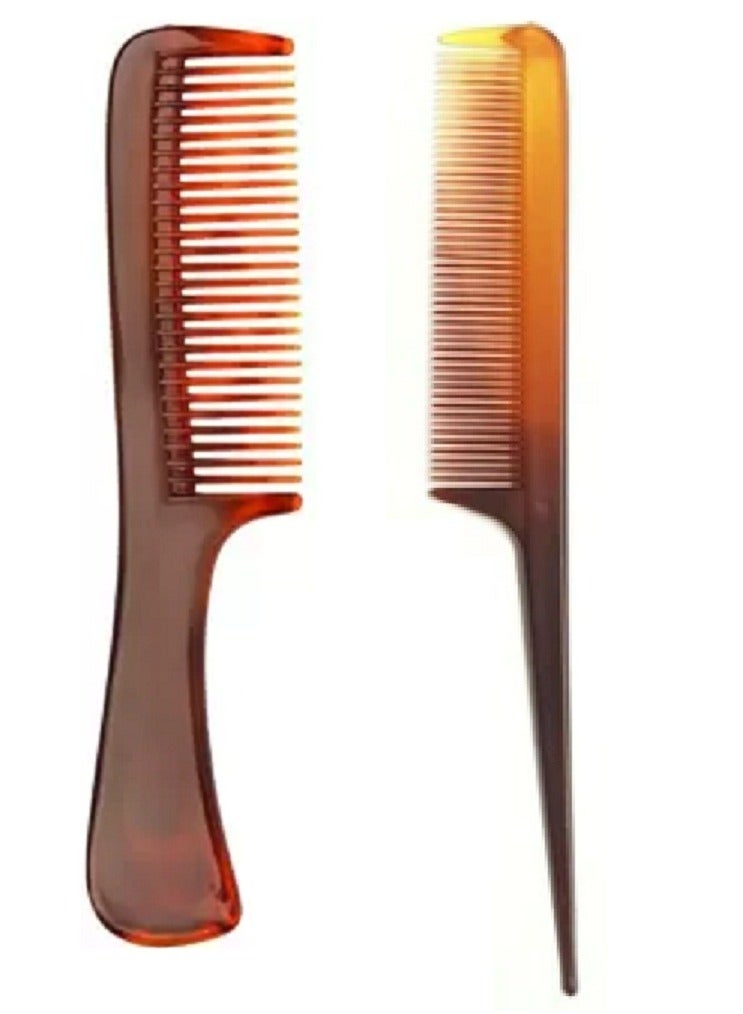 2 Piece Hair Styling Comb Set Professional - Brown - Image 1