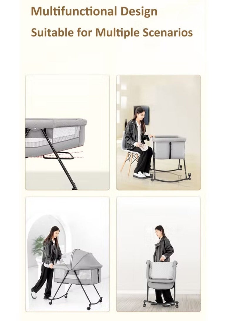 MAAS Multifunctional Portable Adjustable Folding Unfolding 3 in 1 Baby Crib and Travel Cot Cradle with Canopy, Pad - Image 3