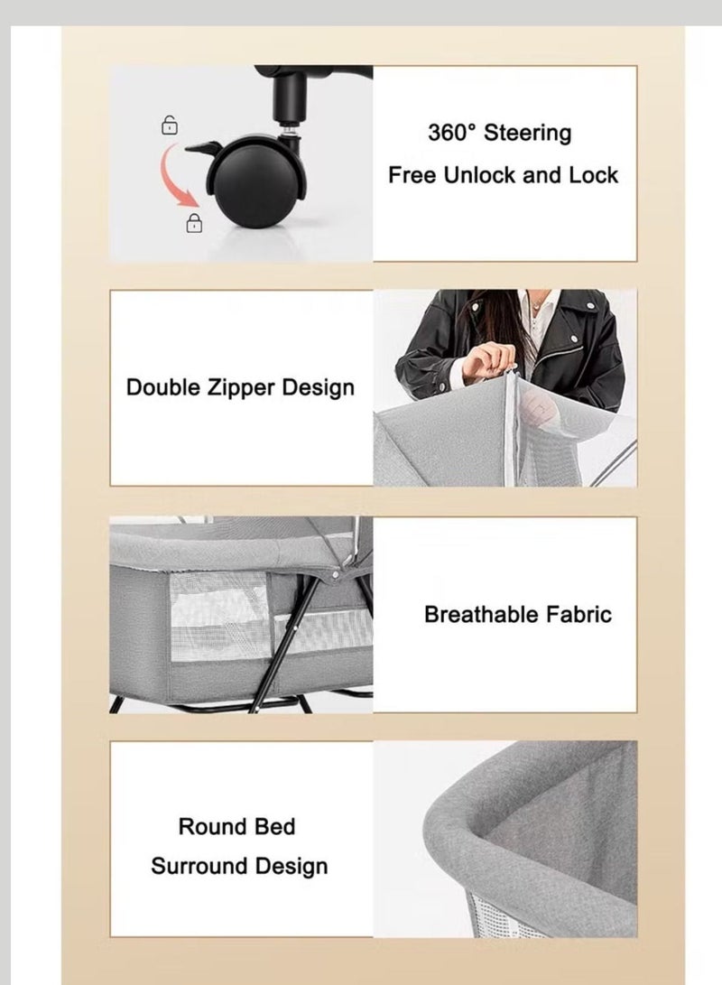 MAAS Multifunctional Portable Adjustable Folding Unfolding 3 in 1 Baby Crib and Travel Cot Cradle with Canopy, Pad - Image 5