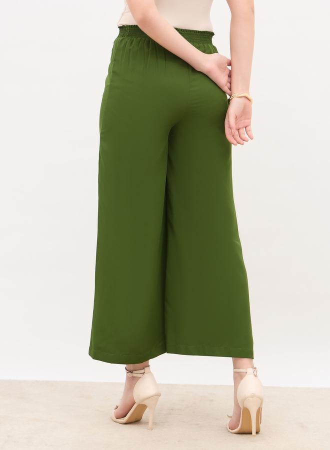 Styli Solid Wide Leg Culottes with Elastic Waist - Image 5