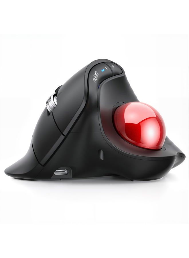 Nulea M514 Wireless Trackball Mouse Rechargeable Ergonomic Easy Thumb Control Accurate Smooth Tracking 3 Device Port (Bluetooth or USB Receiver) Compatible for PC - Image 1