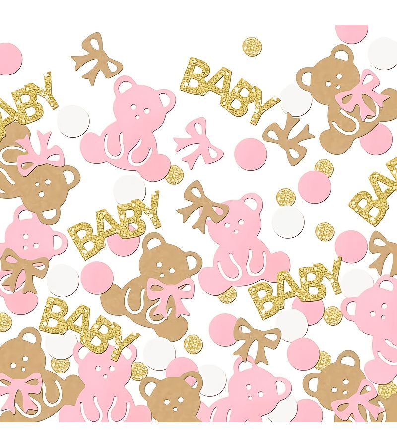 90 Pink Brown Teddy Bear Paper Scraps for Mother Day Shower Gender Reveal Party - Image 2