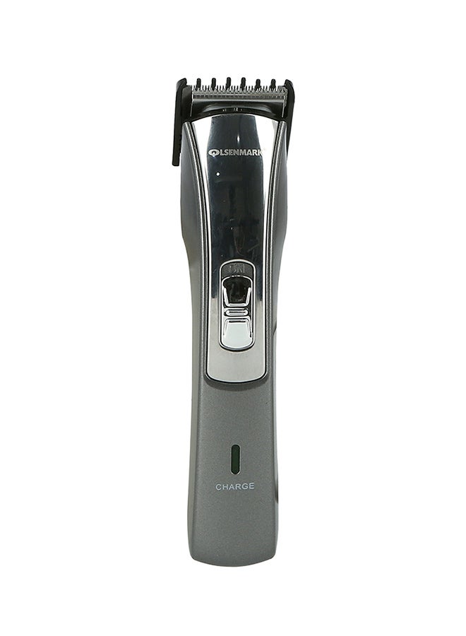 Olsenmark Rechargeable Hair & Beard Trimmer with Stainless Steel Blade, Cordless Use and Hair Clipper Silver/Black 19cm - Image 2